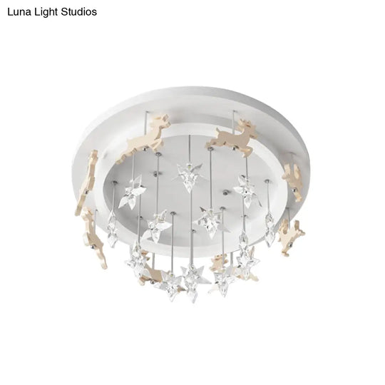 Elk Carousel Acrylic Semi Mount Lighting: Kids White Led Ceiling Flush Light In Warm/White