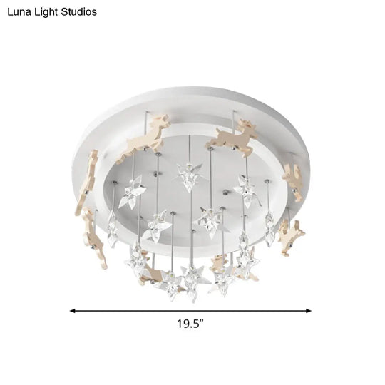 Elk Carousel Acrylic Semi Mount Lighting: Kids White Led Ceiling Flush Light In Warm/White