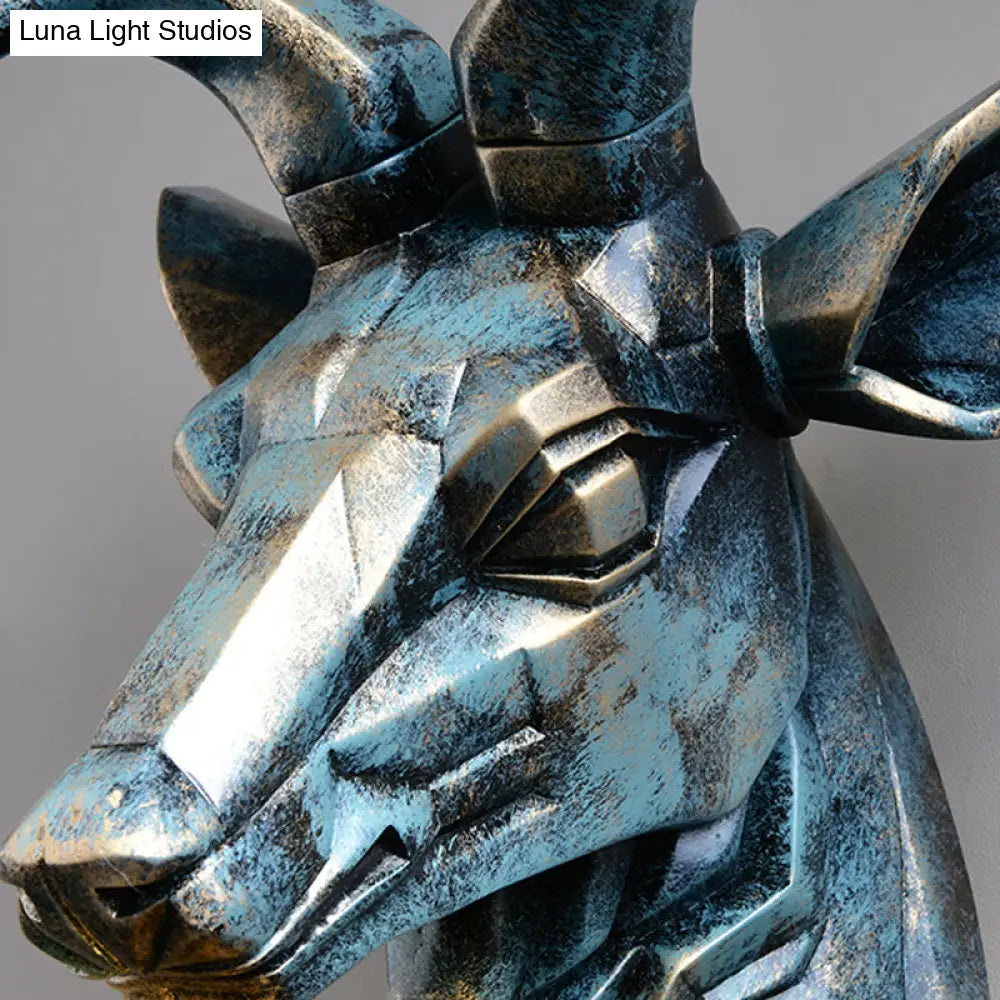 Elk Resin Wall Sconce Lamp - Lodge Style Indoor Bronze Mount Light With Diamond Cage Shade 14.5/19.5