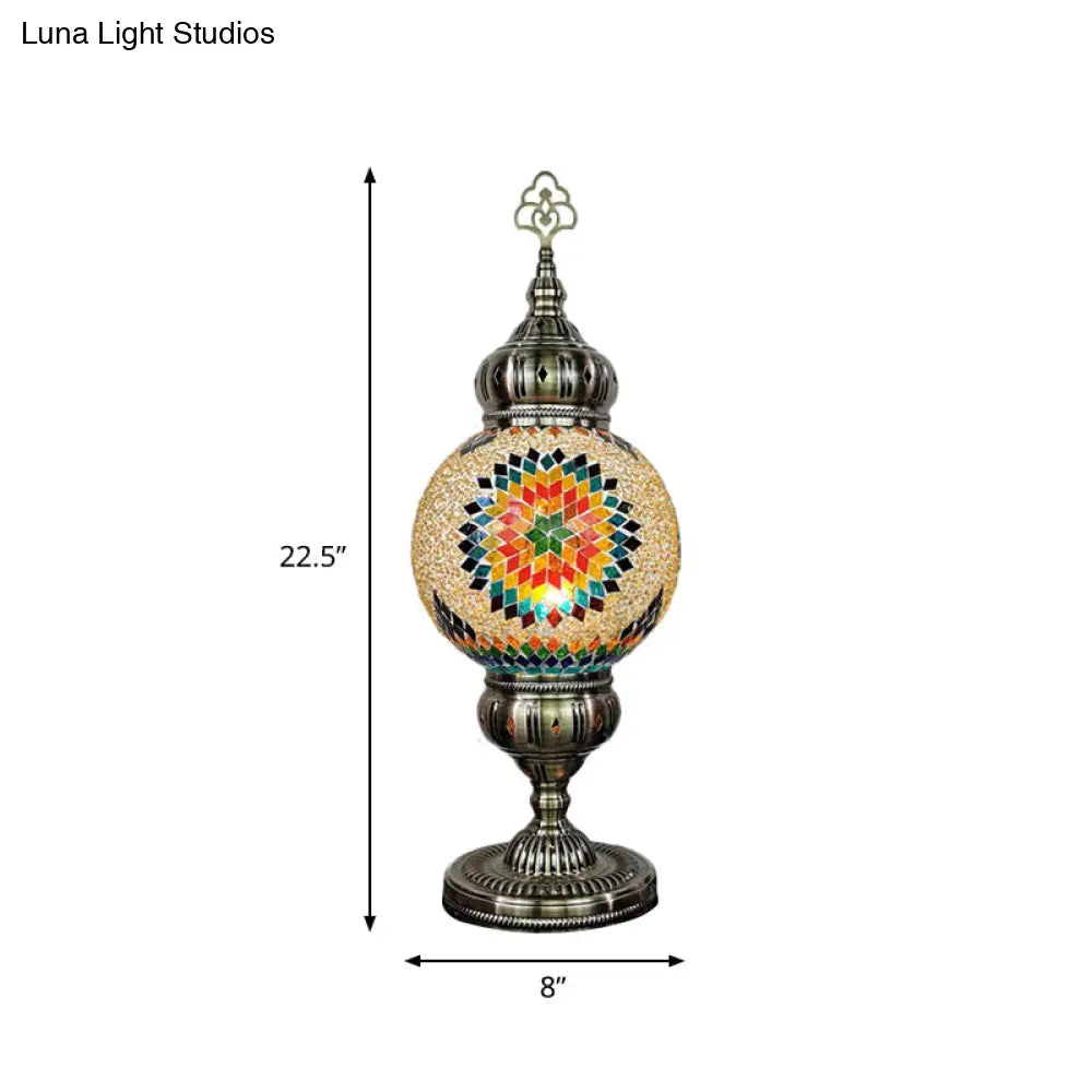 Vintage Handcrafted Art Glass Ball Desk Lamp White/Beige/Yellow Living Room/Nightstand Light