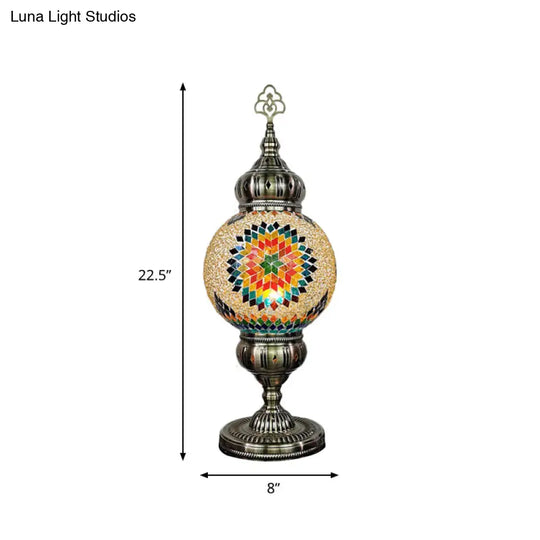 Vintage Handcrafted Art Glass Ball Desk Lamp White/Beige/Yellow Living Room/Nightstand Light