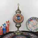 Ellie - Handcrafted Vintage Glass Ball Desk Lamp | 1 Head Nightstand Light In Blue-Yellow