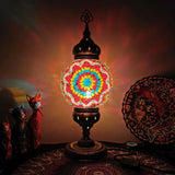 Ellie - Handcrafted Vintage Glass Ball Desk Lamp | 1 Head Nightstand Light In Red-Yellow