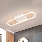 Ellipse Led Ceiling Light - 15’/19’ Metal Flush Mount Simple Black/White Design White/Warm Glow