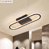 Ellipse Led Ceiling Light - 15’/19’ Metal Flush Mount Simple Black/White Design White/Warm Glow