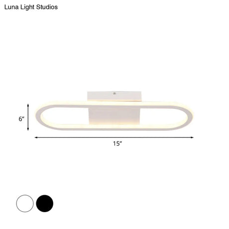 Ellipse Led Ceiling Light - 15’/19’ Metal Flush Mount Simple Black/White Design White/Warm Glow