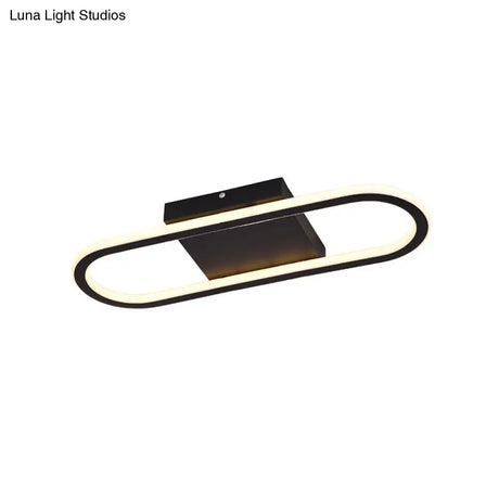 Ellipse Led Ceiling Light - 15’/19’ Metal Flush Mount Simple Black/White Design White/Warm Glow