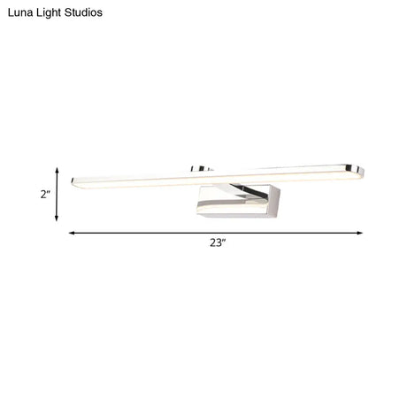 Elongated Acrylic Vanity Lighting 16/17/23 Led Wall Light Sconce For Bathroom White Finish