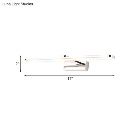 Elongated Acrylic Vanity Lighting 16/17/23 Led Wall Light Sconce For Bathroom White Finish