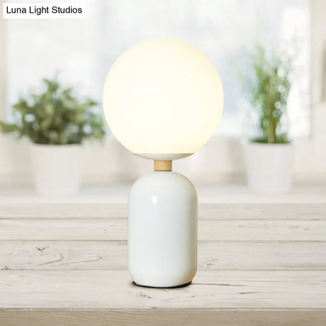 Estelle - White Global Glass Night Table Lamp Nordic 1-Bulb Grey/White/Pink Reading Book Light With