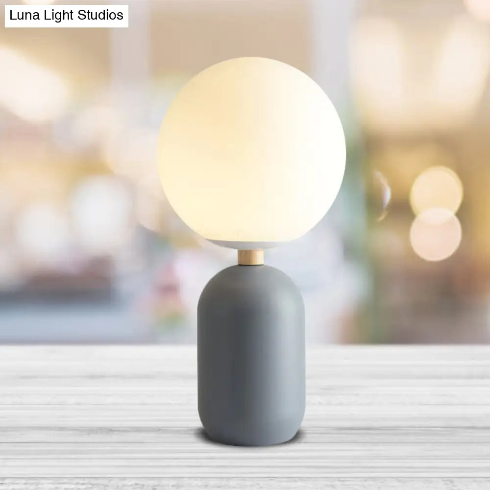 Nordic Glass Night Table Lamp - Global Design Grey/White/Pink Reading Light Cylinder Base