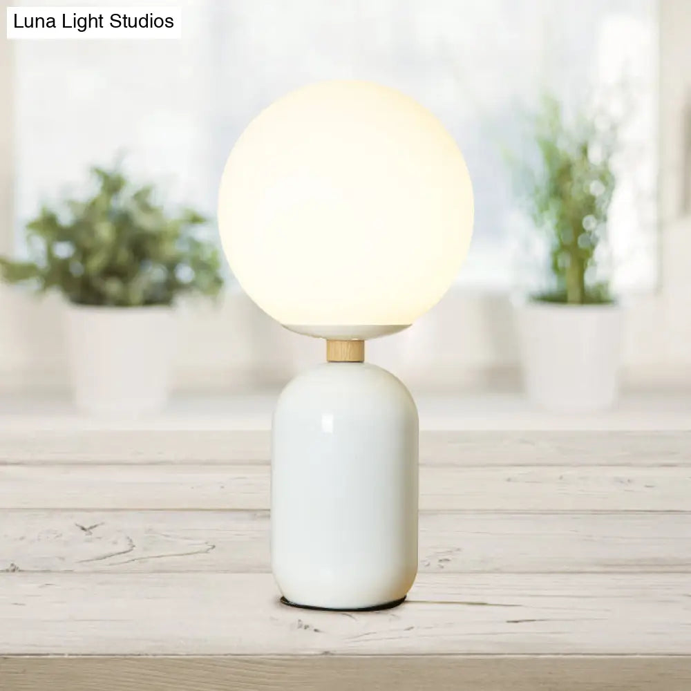 Estelle - White Global Glass Night Table Lamp Nordic 1-Bulb Grey/White/Pink Reading Book Light With