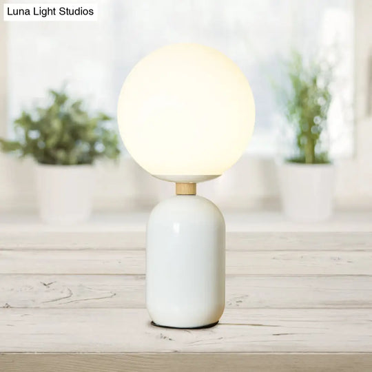 Nordic Glass Night Table Lamp - Global Design Grey/White/Pink Reading Light Cylinder Base