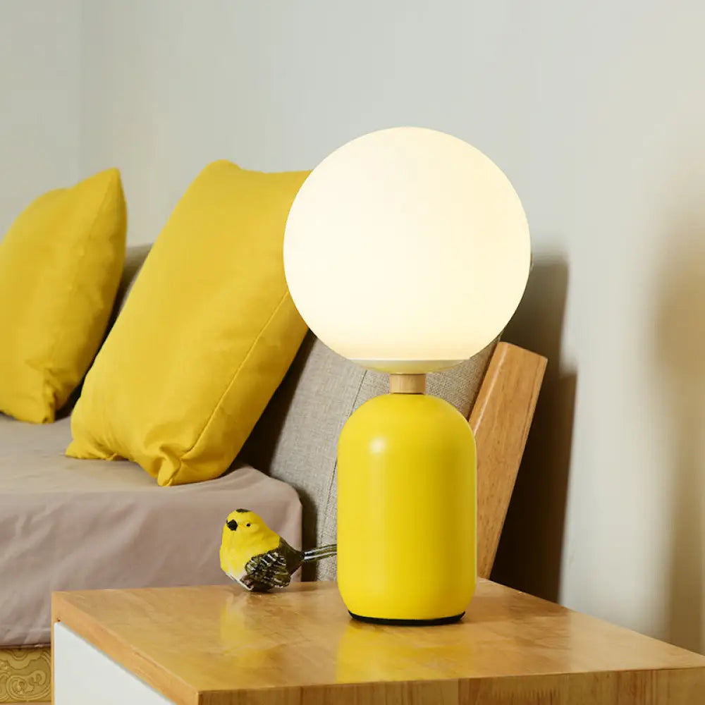 Estelle - White Global Glass Night Table Lamp Nordic 1-Bulb Grey/White/Pink Reading Book Light With