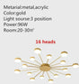 Europe Ceiling Lamp Contracted Modern 16 Heads Led Gold Indoor Light Restaurant Living Room Bedroom