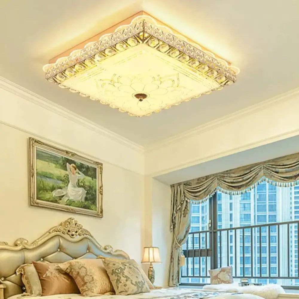 European Creative Square Master Bedroom Lamp Atmospheric Led Ceiling Lamps
