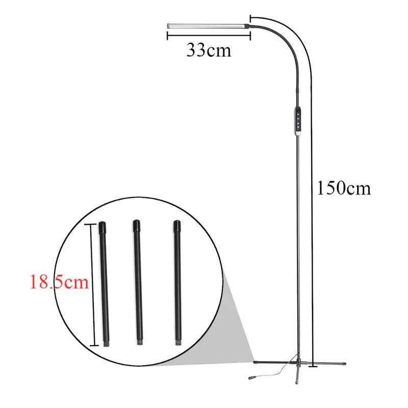 Eu/Us Plug Adjustable Height Floor Lamps For Led Light Clamp Remote Control Dimmable Reading Desktop