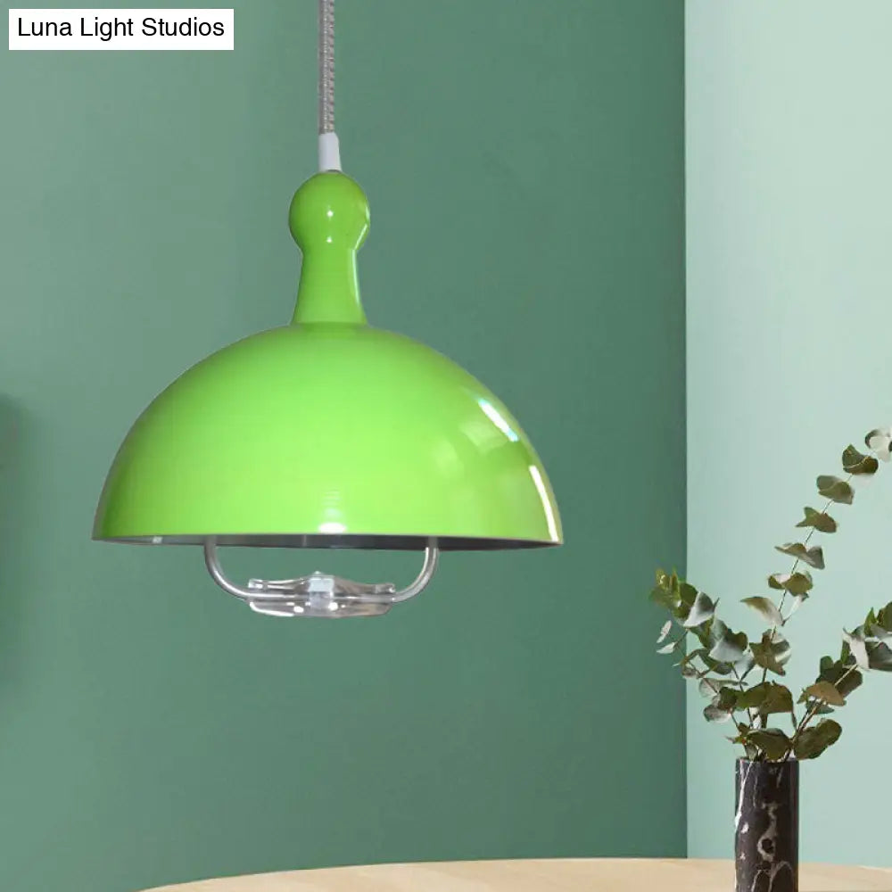 Extendable Industrial Ceiling Pendant With Chrome/Red Aluminum Dome And Handle