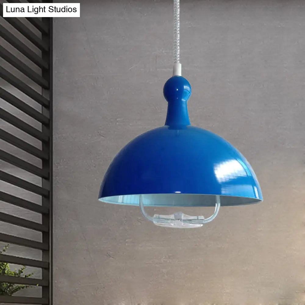 Extendable Industrial Ceiling Pendant With Chrome/Red Aluminum Dome And Handle