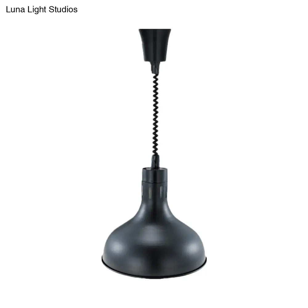 Extendable Pendant Lighting With Retro Dome Shade - Black 7’/11.5’ W