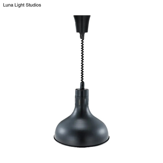 Extendable Pendant Lighting With Retro Dome Shade - Black 7’/11.5’ W