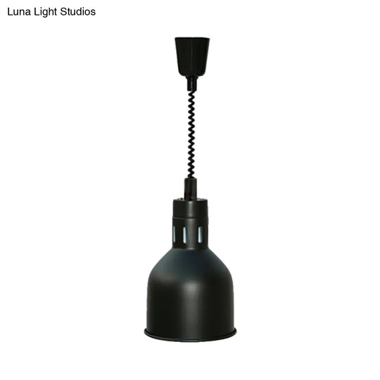 Retro Style Black Metal Pendant Light With Extendable Arm For Kitchen 1-Light Dome Shade 7/11.5 Wide