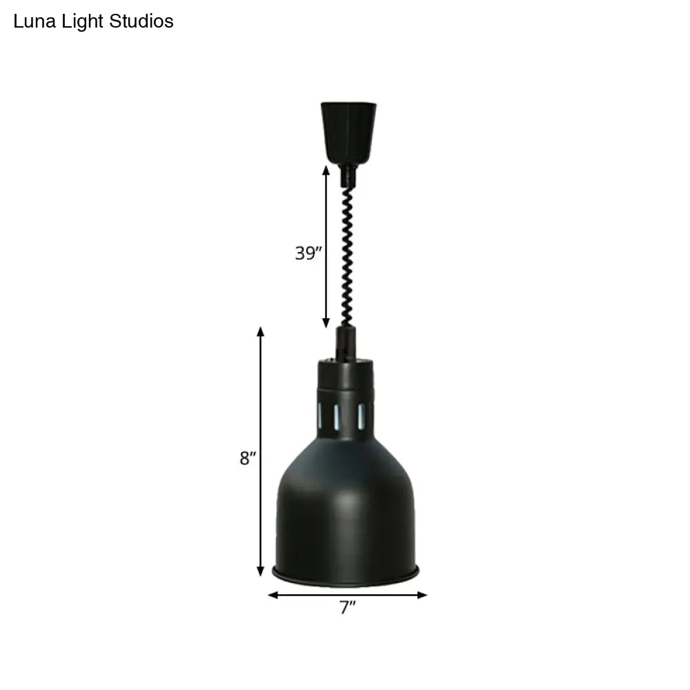 Extendable Pendant Lighting With Retro Dome Shade - Black 7’/11.5’ W