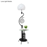 Faceted Crystal Dome Shaped Lamp: Rural Style 1-Light Floor Light For Living Room (White/Black)