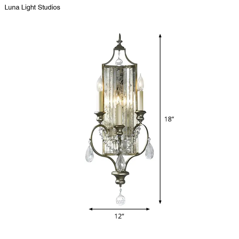 Faceted Crystal Silver Wall Sconce Candelabra For Living Rooms 1/3-Head Fixture