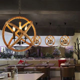 Factory Beige Natural Rope Globe Cage Chandelier Light With 3 Bulbs – Elegant Candle Design