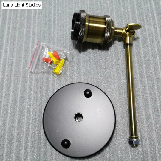 Factory-Style Metal Wall Sconce With Swiveling 1-Head Exposed Bulb Design For Dining Room