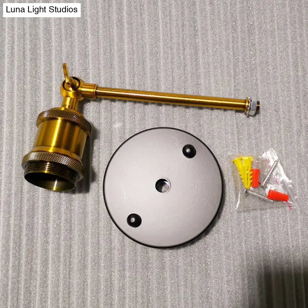 Factory-Style Metal Wall Sconce With Swiveling 1-Head Exposed Bulb Design For Dining Room
