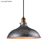 Farmhouse 1-Head Pendant Ceiling Light: Rustic Wrought Iron Bowl Lamp In Style - Silver/Rust