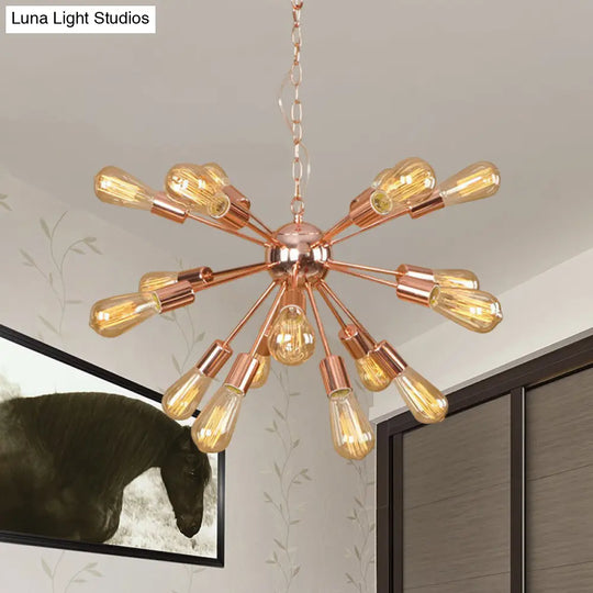 Modern Farmhouse Iron Chandelier Light - 18/21 Lights Copper/Gold Finish Sputnik Ceiling Fixture For