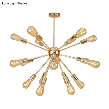 Farmhouse 18/21-Light Iron Chandelier: Copper/Gold Sputnik Ceiling Fixture For Dining Room