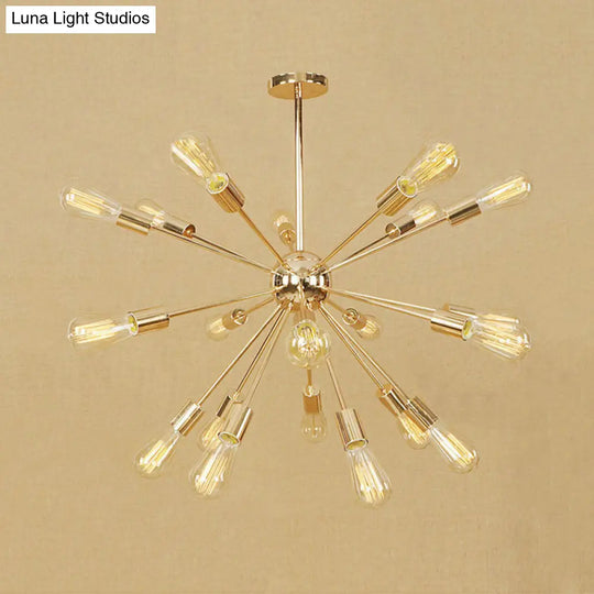 Modern Farmhouse Iron Chandelier Light - 18/21 Lights Copper/Gold Finish Sputnik Ceiling Fixture For