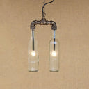 Farmhouse 2-Light Chandelier Pendant With Amber/Blue Glass Shades And Pipe Design Clear