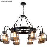 Farmhouse Black Metal Chandelier Light Fixture - 6/8 Heads Bell Hanging Lamp With Cage Style Frame