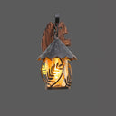 Farmhouse Clear Glass Wall Mounted Leaf Light With Wood Backplate - Brown / A