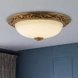 Farmhouse Dome Ceiling Lamp With Opaline Glass Brass Finish - Multiple Sizes & Lights Available /