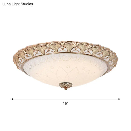 Farmhouse Dome Flush Light Fixture - Cream Glass Led Mount Ceiling Lamp In Gold (14’/16’/20’)