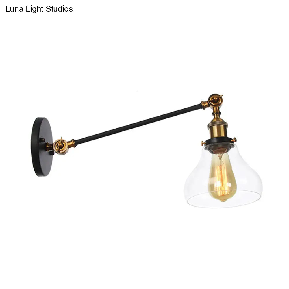 Farmhouse Indoor Sconce With Clear Glass Shade And Adjustable Arm Length