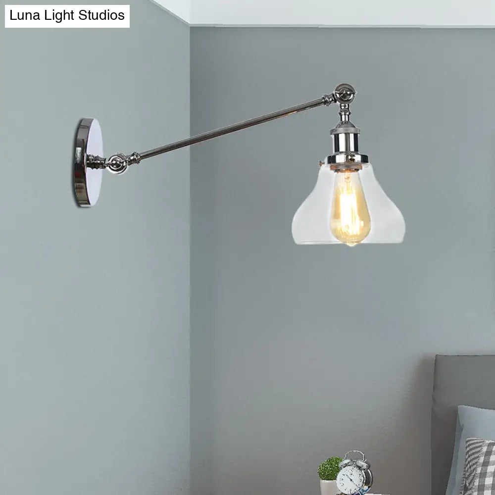 Farmhouse Indoor Sconce With Clear Glass Shade And Adjustable Arm Length