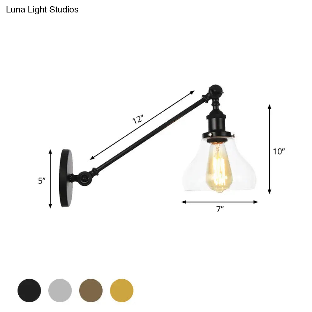 Farmhouse Indoor Sconce With Clear Glass Shade And Adjustable Arm Length