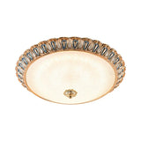 Farmhouse Led Flush Mounted Light With Glass Dome Shade In Gold For Bedroom - Warm/White Options