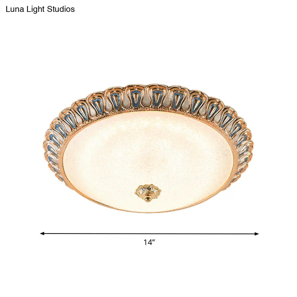Farmhouse Led Flush Mounted Light With Glass Dome Shade In Gold For Bedroom - Warm/White Options