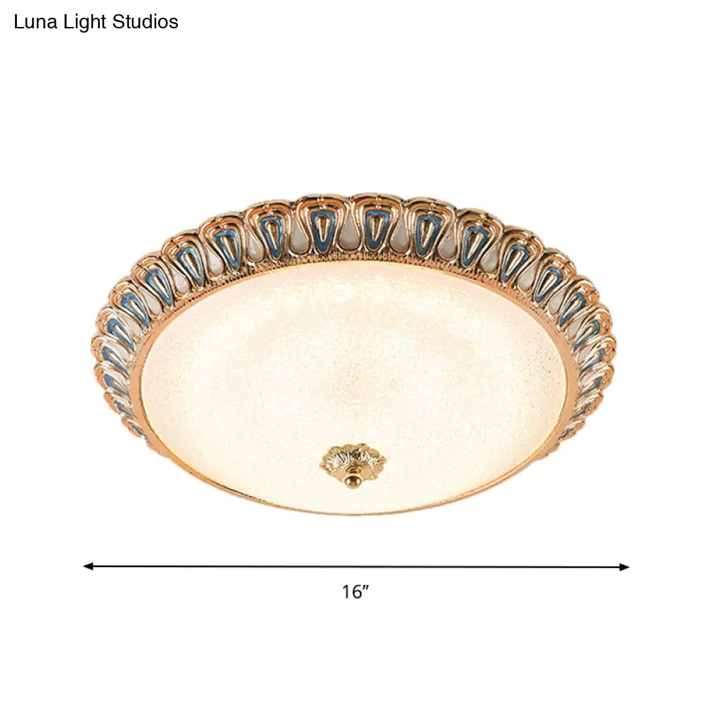 Farmhouse Led Flush Mounted Light With Glass Dome Shade In Gold For Bedroom - Warm/White Options