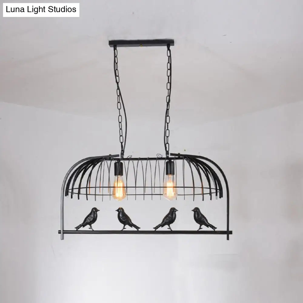 Farmhouse Metal Black Finish Birdcage Kitchen Island Suspension Light Fixture 2 /