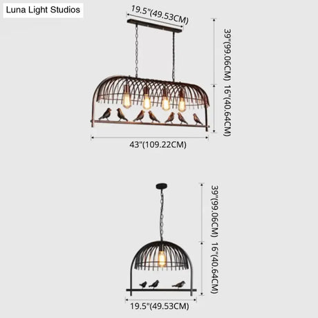 Farmhouse Metal Hanging Birdcage Pendant Light For Dining Room Ceiling And Island