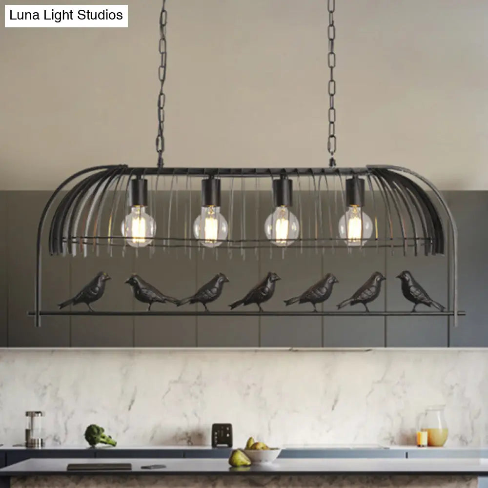 Farmhouse Metal Hanging Birdcage Pendant Light For Dining Room Ceiling And Island